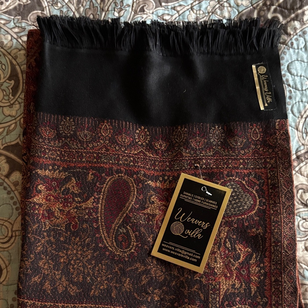 Weavers Black and Brown Paisley Scarf